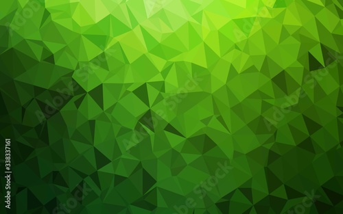 Light Green vector abstract mosaic background. Geometric illustration in Origami style with gradient. Template for your brand book.