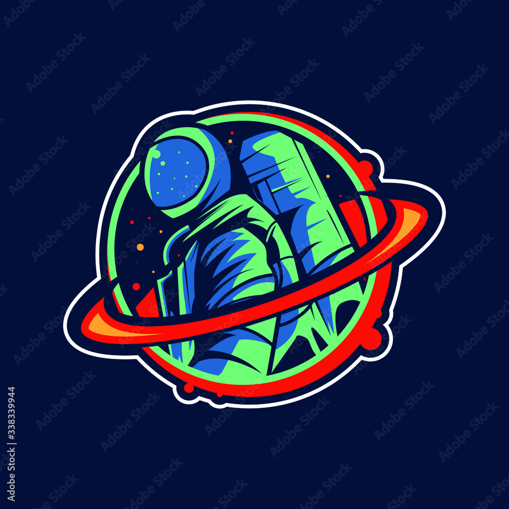 astronaut emblem side view vector illustration design astronaut emblem side view vector illustration design