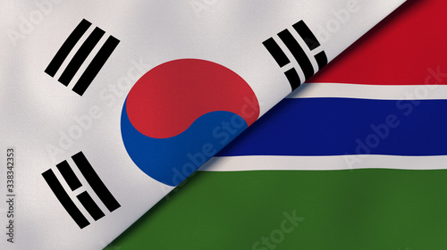 The flags of South Korea and Gambia. News, reportage, business background. 3d illustration photo