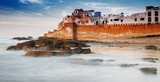 View of the city walls, Essaouira, Morocco. Copy space for text