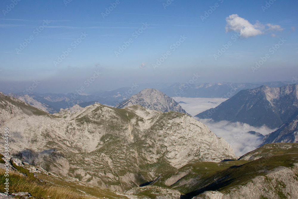 View of Hochswab Mountains from Schiestlhaus, Alps, Austria.
