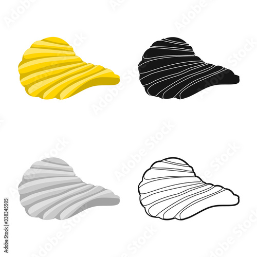 Isolated object of chip and fluted icon. Web element of chip and crunchy stock vector illustration.