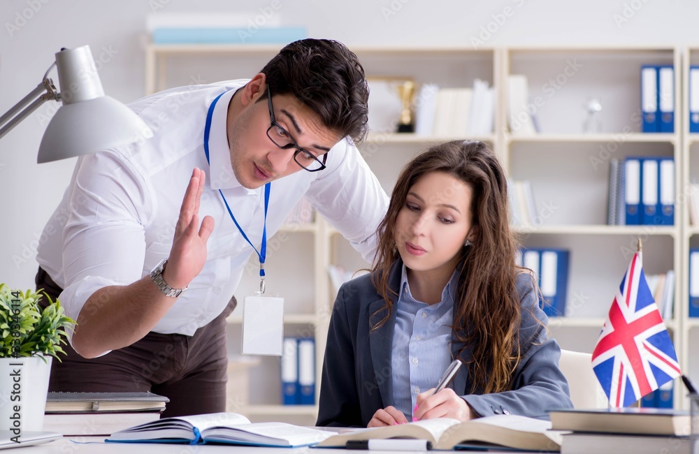 Obraz premium Teacher explaining to student at language training