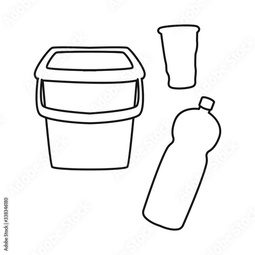 Vector design of plastic and implements logo. Graphic of plastic and rubbish stock symbol for web.