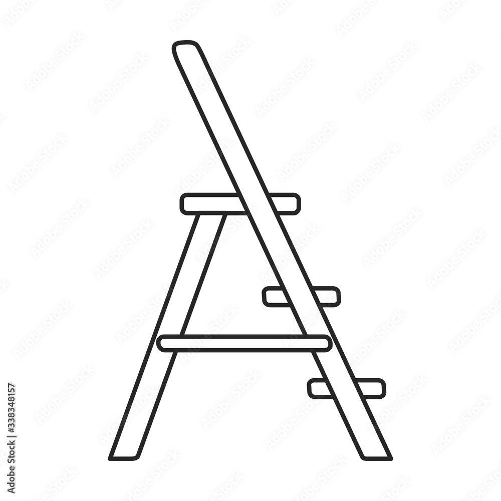 Stepladder vector icon.Outline vector icon isolated on white background stepladder .