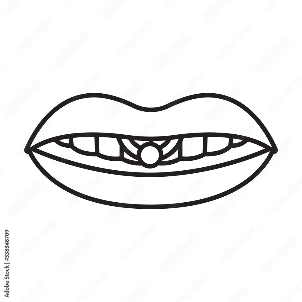 Piercings of tongue vector icon.Outline vector icon isolated on white background piercings of tongue. Piercings of tongue vector icon.Outline vector icon isolated on white background piercings of tongue.