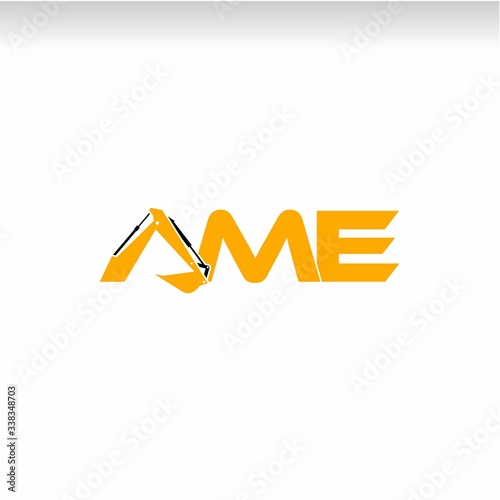 letter A M E with excavator logo design