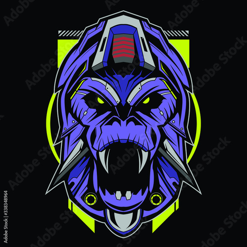 gorilla head mecha robot vector illustration design