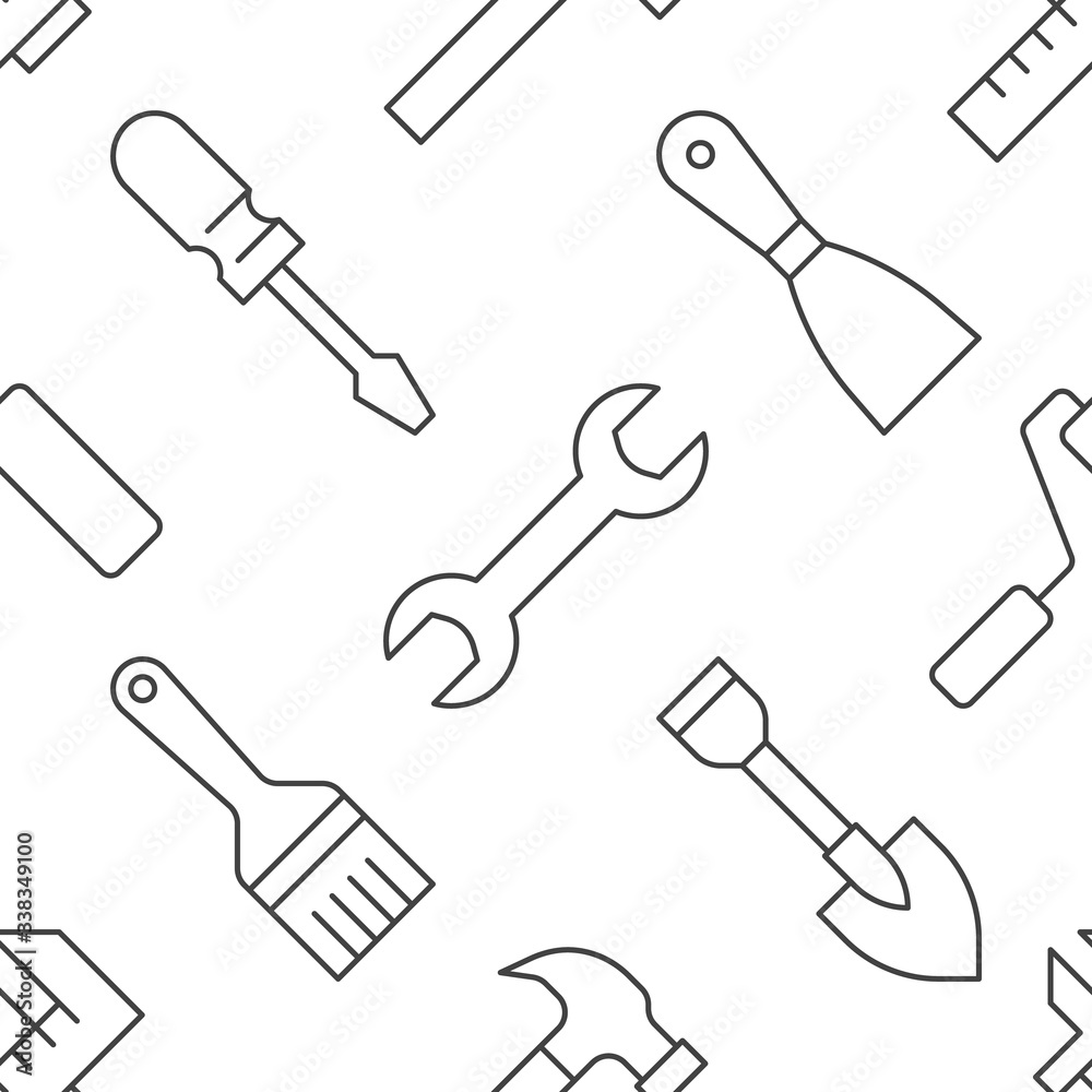 Construction and repair tools seamless wallpaper, Stock vector