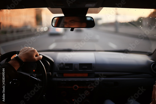 navigation inside the car gadget / technology trip travel, phone navigator transport