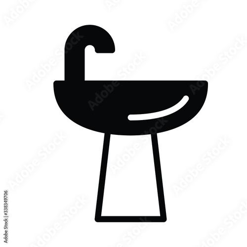 Ceramic Porcelain Wash Basin with Stands Concept Vector Icon Design, Hand Wash Pedestal Sink on White background,