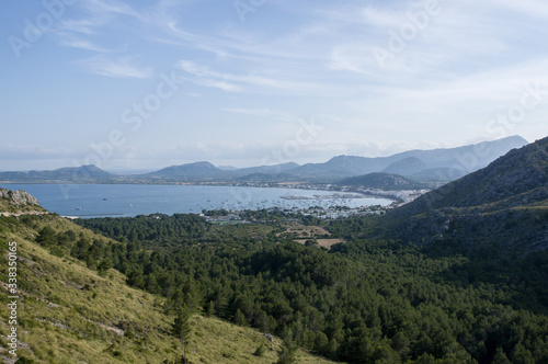 Mountain view over Port de Pollenca in Majorca  Spain