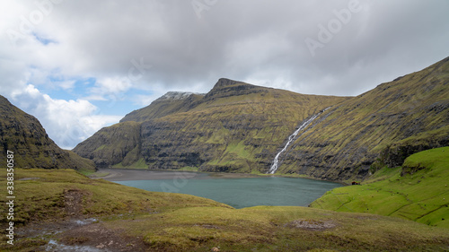 Landscape and lake from Village of Saksun located on the island of Streymoy, Faroe Islands, Denmark