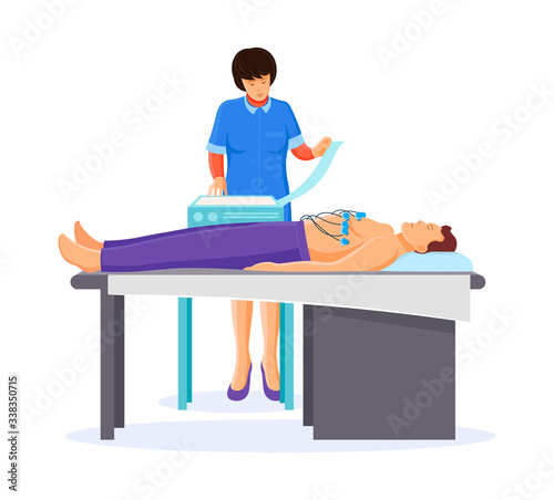 Medical check by doctor. Doctor cardiologist performs an electrocardiogram test heart in cardiology office. Check for heart noises. Cardiology in medicine and health care.