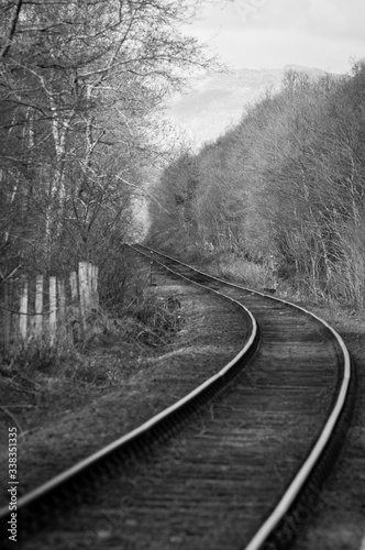 Old Railway Tracks Curving around a corner
