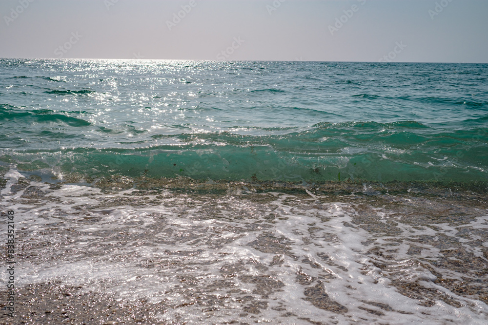 beautiful sea at noon in spring, clear water