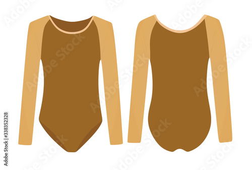 Brown practice bodysuit. vector illustration