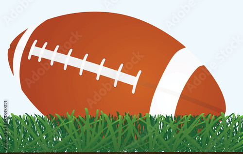 American football ball in grass. vector illustration