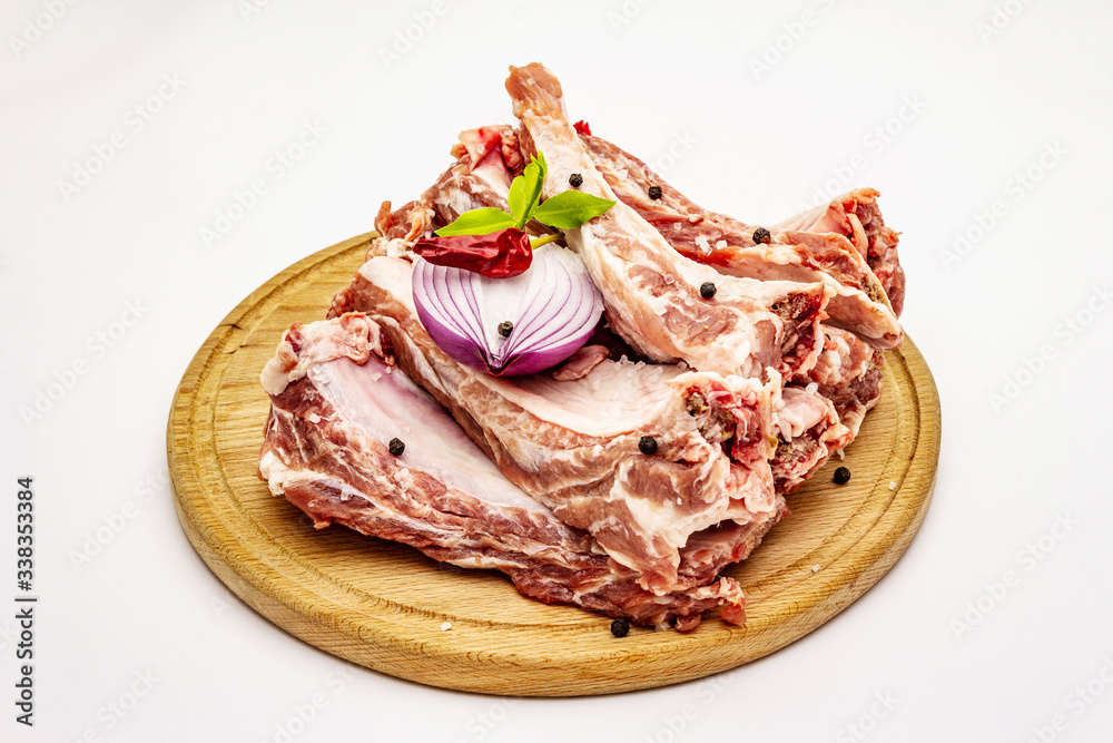 Raw pork ribs isolated on white background Raw pork ribs isolated on white background