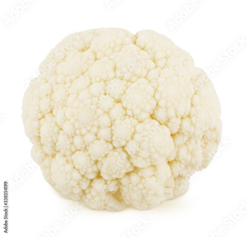 Fresh whole cauliflower isolated on a white background.