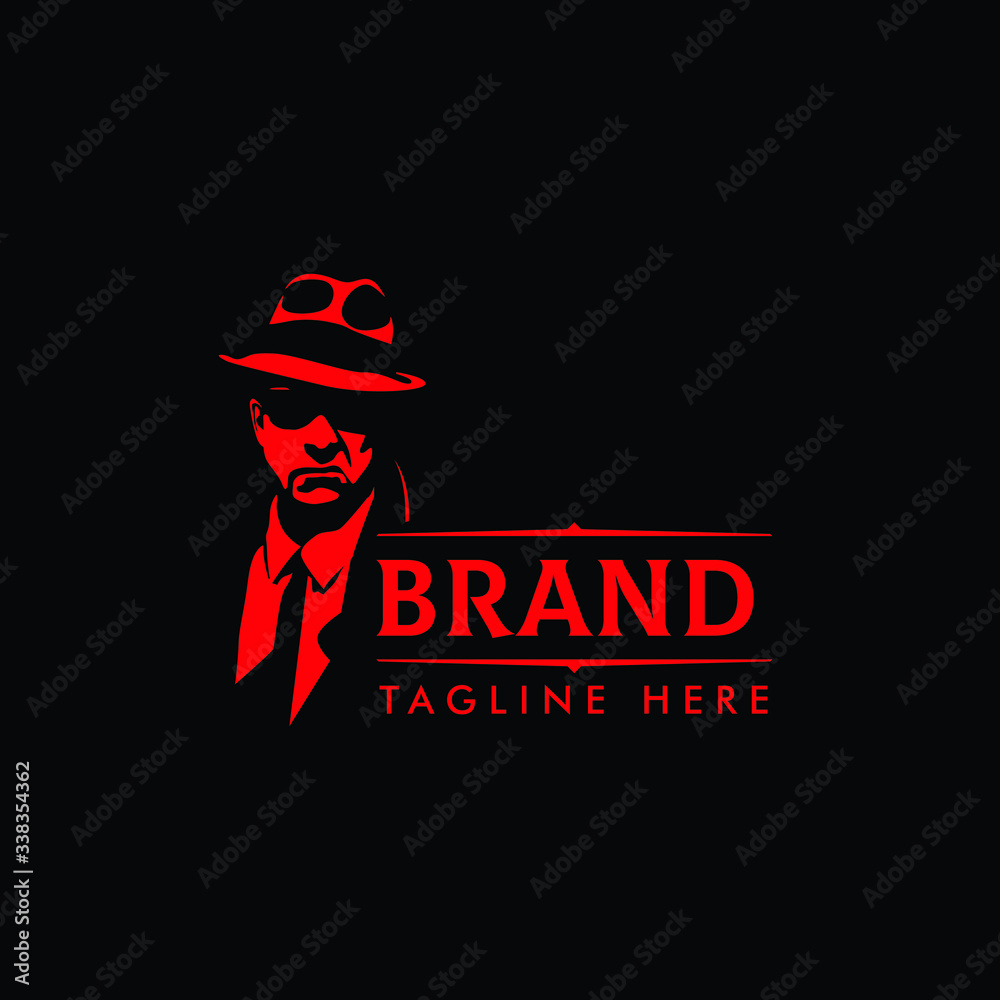MAFIA LOGO with character abstract silhouette men heads in hats. Trendy ...