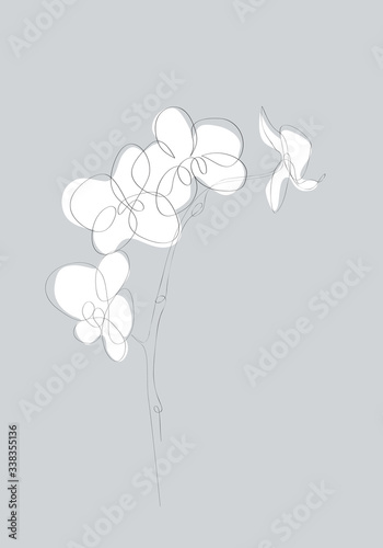 Orchid Flower Flat Icon. One line drawing art. Abstract minimal sketch. Vector illustration
