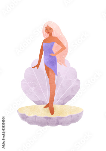 Beautiful virgo horoscope zodiac sign. Stock illustration.