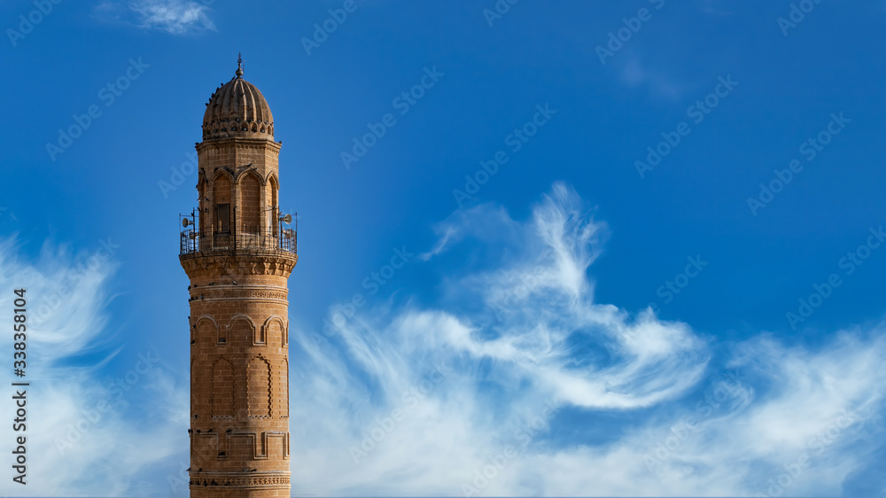 Fototapeta premium Minaret of Ulu Cami, also known as Great mosque of Mardin, Mardin, Turkey