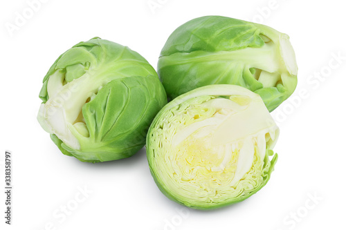Brussels sprouts and half isolated on white background with clipping path and full depth of field © kolesnikovserg