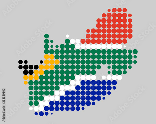 Karte und Fahne von Südafrika