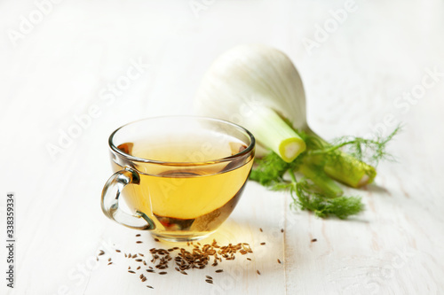 fennel tea in a glass bowl