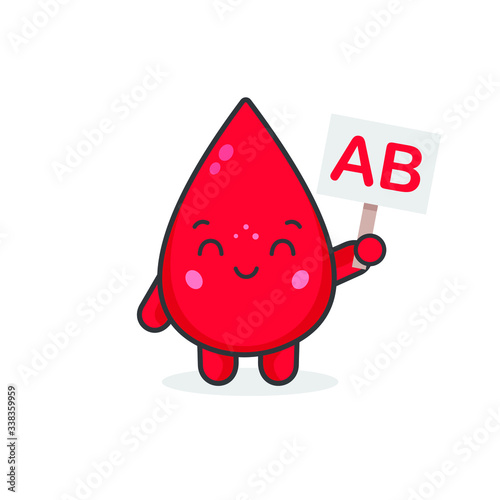 Cute Blood Characters Hold The Boards of Blood Type AB