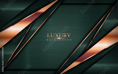 Luxury dark green background combine with golden bronze lines