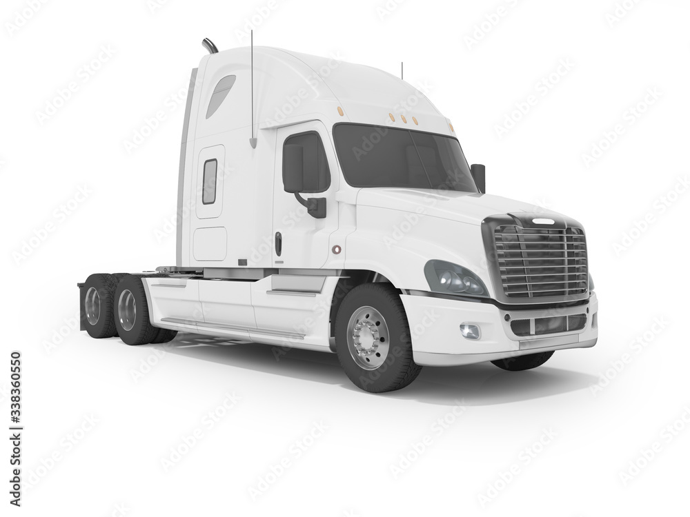 3d rendering white truck for cargo transportation isolated on white background with shadow