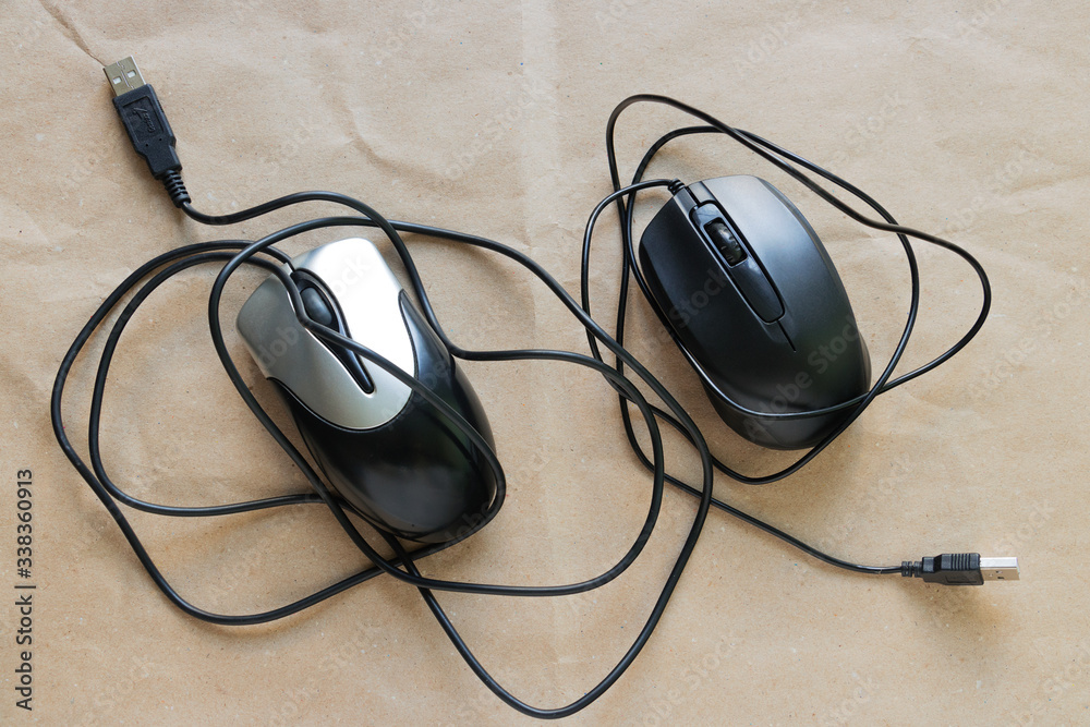 Two wired computer mouses Two wired computer mouses