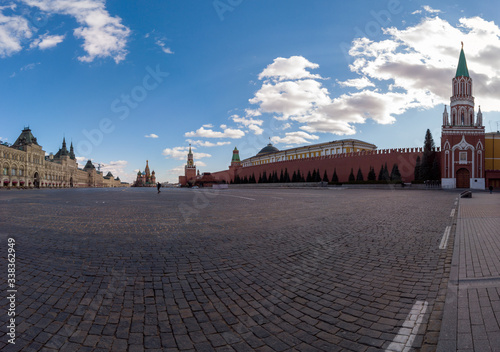 Moscow, Russia - 12 April 2020
Red Square deserted due to a home isolation order declared for Moscow residents of all ages to restrict movement within the city and reduce the risk of contagion photo