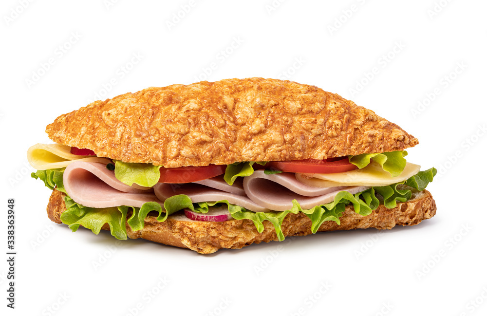 sandwich with ham on white background sandwich with ham on white background