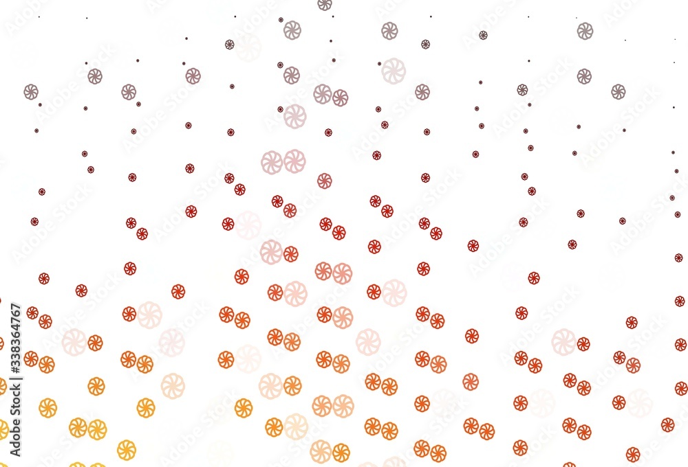 Light Red, Yellow vector cover with beautiful snowflakes.