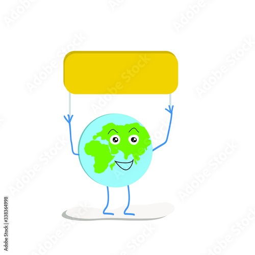Planet Earth after infection. We defeated the virus. Save our world from the virus. World coronavirus. Earth day. Banner in the hands of our planet.