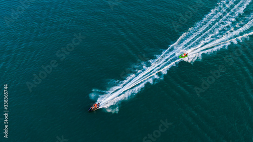 water scooters aerial view - jet ski