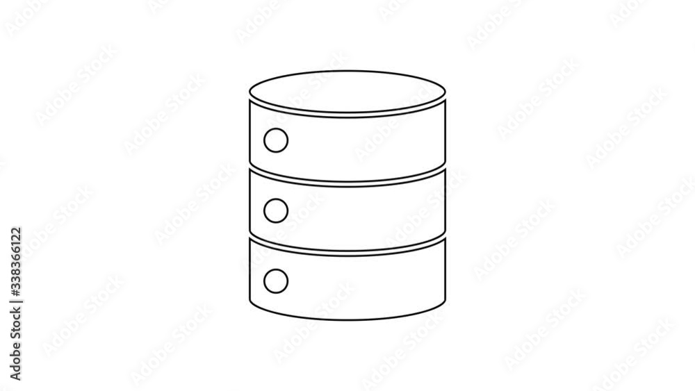 Black line Server, Data, Web Hosting icon isolated on white background. 4K Video motion graphic animation Black line Server, Data, Web Hosting icon isolated on white background. 4K Video motion graphic animation