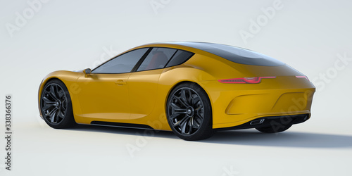 3D rendering of a brand-less generic concept car in studio environment