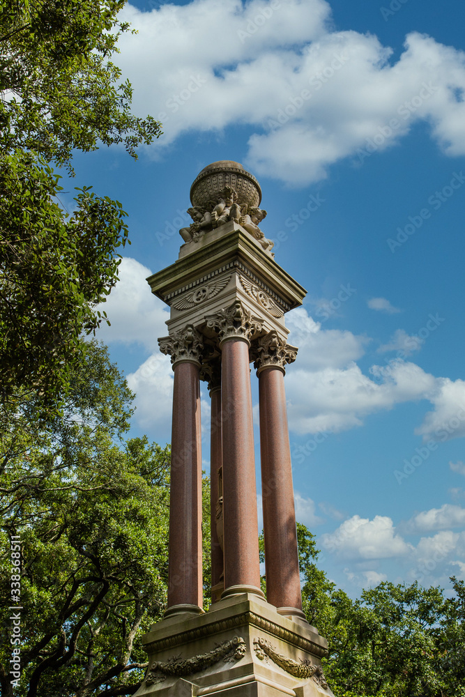 Commerative historic statue in park in Savannah, Georgia