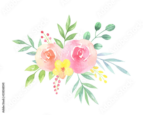 Fototapeta Naklejka Na Ścianę i Meble -  Watercolor Rose Bouquet