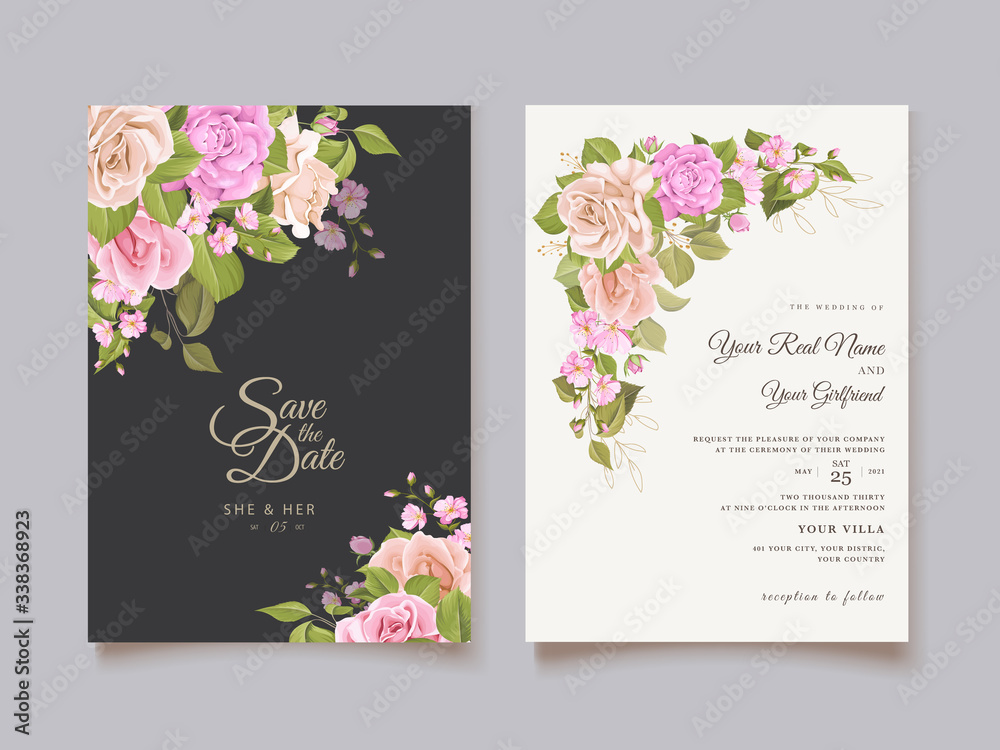 Invitation design with floral wreath