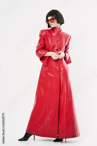 woman in red dress