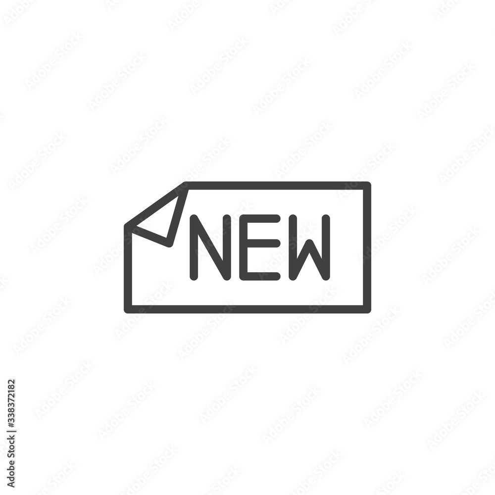 New label line icon. linear style sign for mobile concept and web design. New sticker outline vector icon. Symbol, logo illustration. Vector graphics New label line icon. linear style sign for mobile concept and web design. New sticker outline vector icon. Symbol, logo illustration. Vector graphics