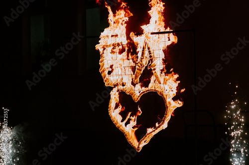 fire in the shape of a heart