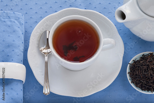 classic black tea in a white bowl