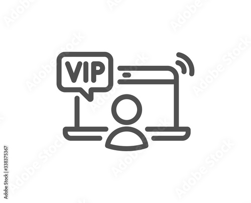 Vip line icon. Very important person access sign. Member privilege symbol. Quality design element. Editable stroke. Linear style vip access icon. Vector